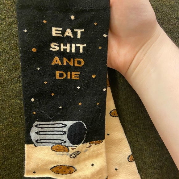 “Eat 💩 and Die” Raccoon Socks - Picture 3 of 5